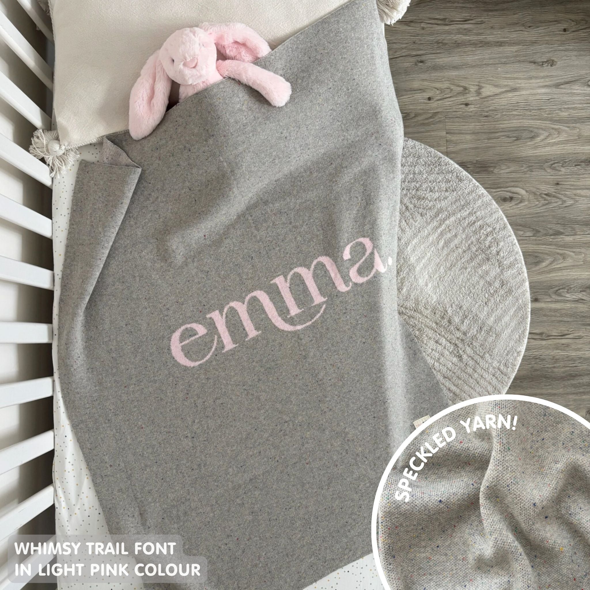 Personalized Blanket for Babies and Kids (Grey Confetti)