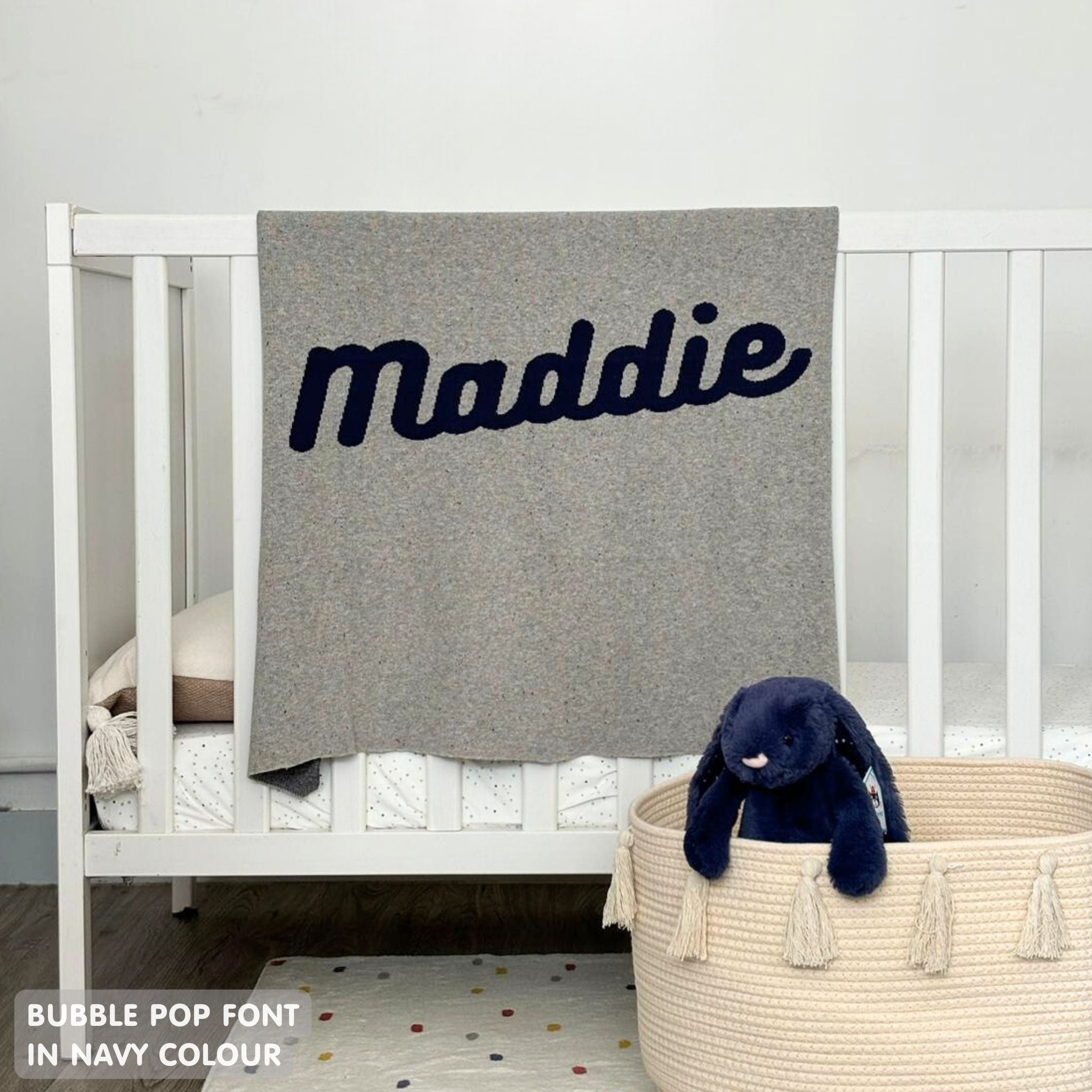 Personalized Blanket for Babies and Kids (Grey Confetti)