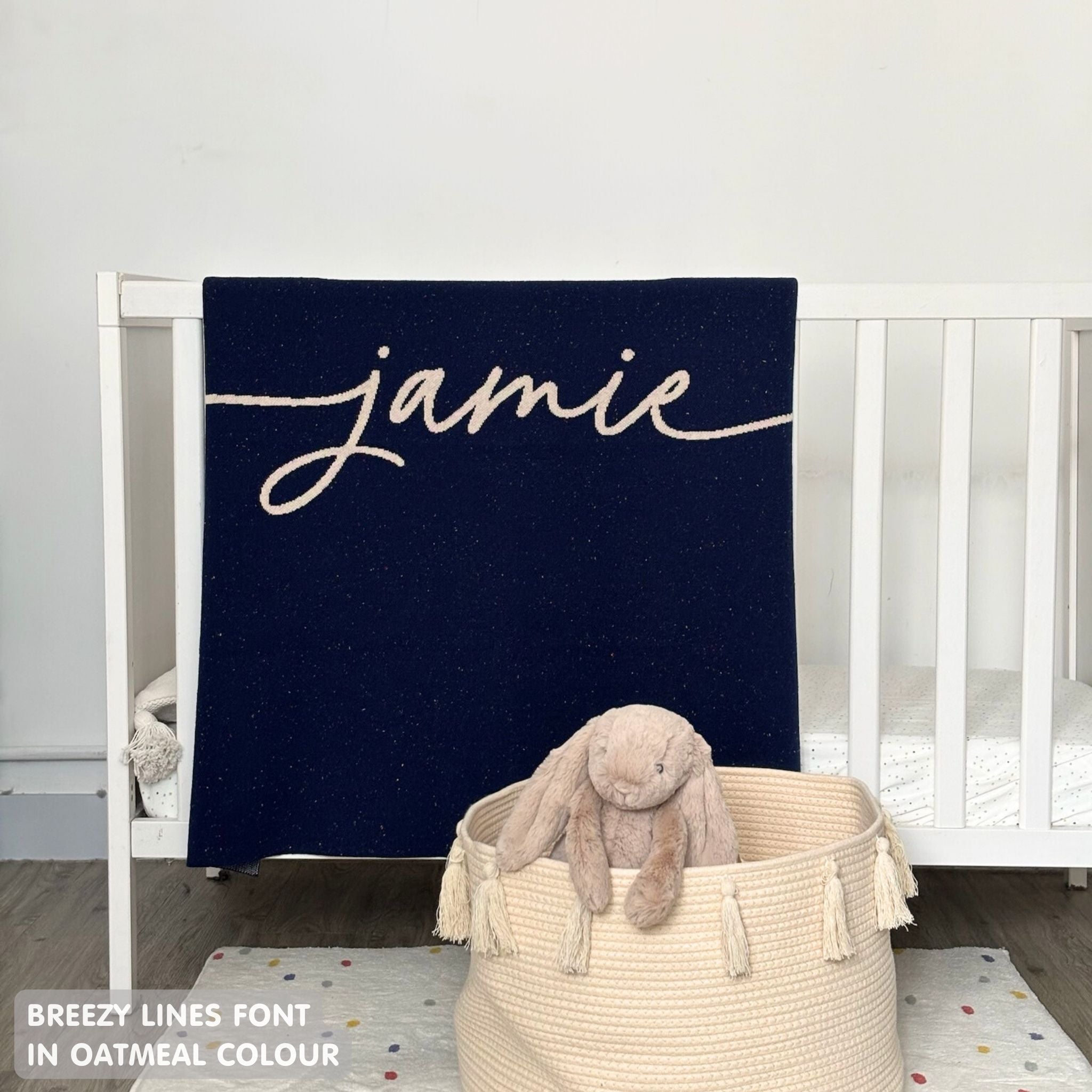 Personalized Blanket for Babies and Kids (Navy Confetti)