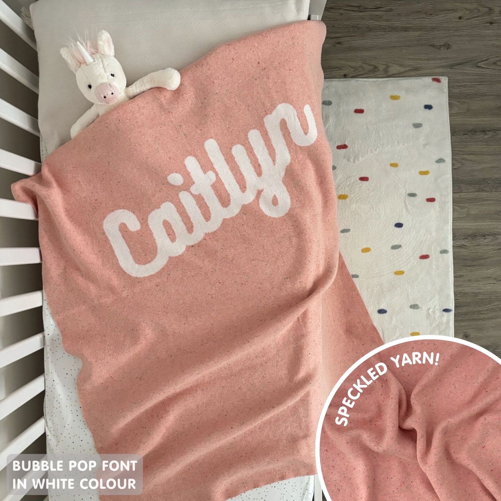 Personalized Blanket for Babies and Kids (Pink Confetti)