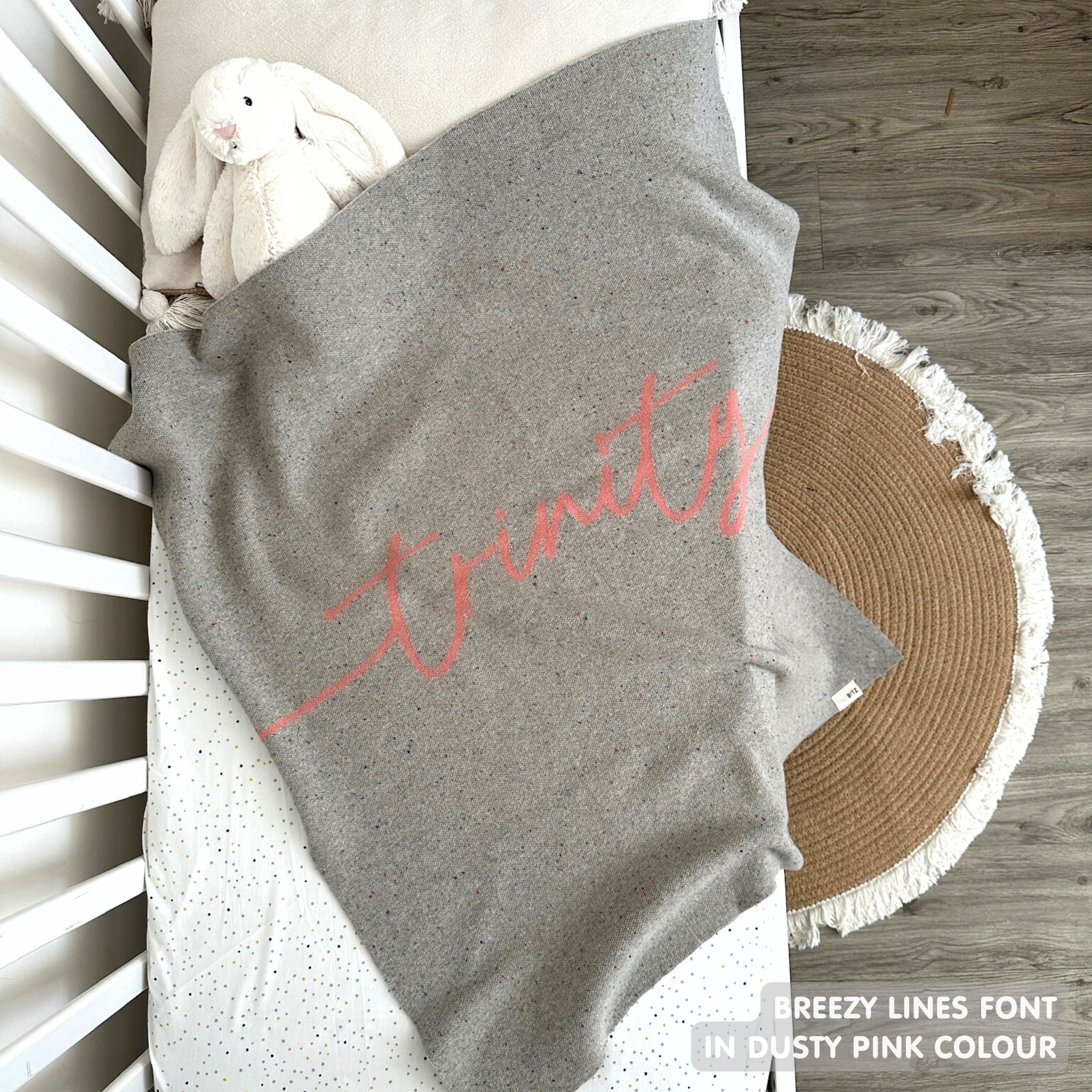 Personalized Blanket for Babies and Kids (Grey Confetti)