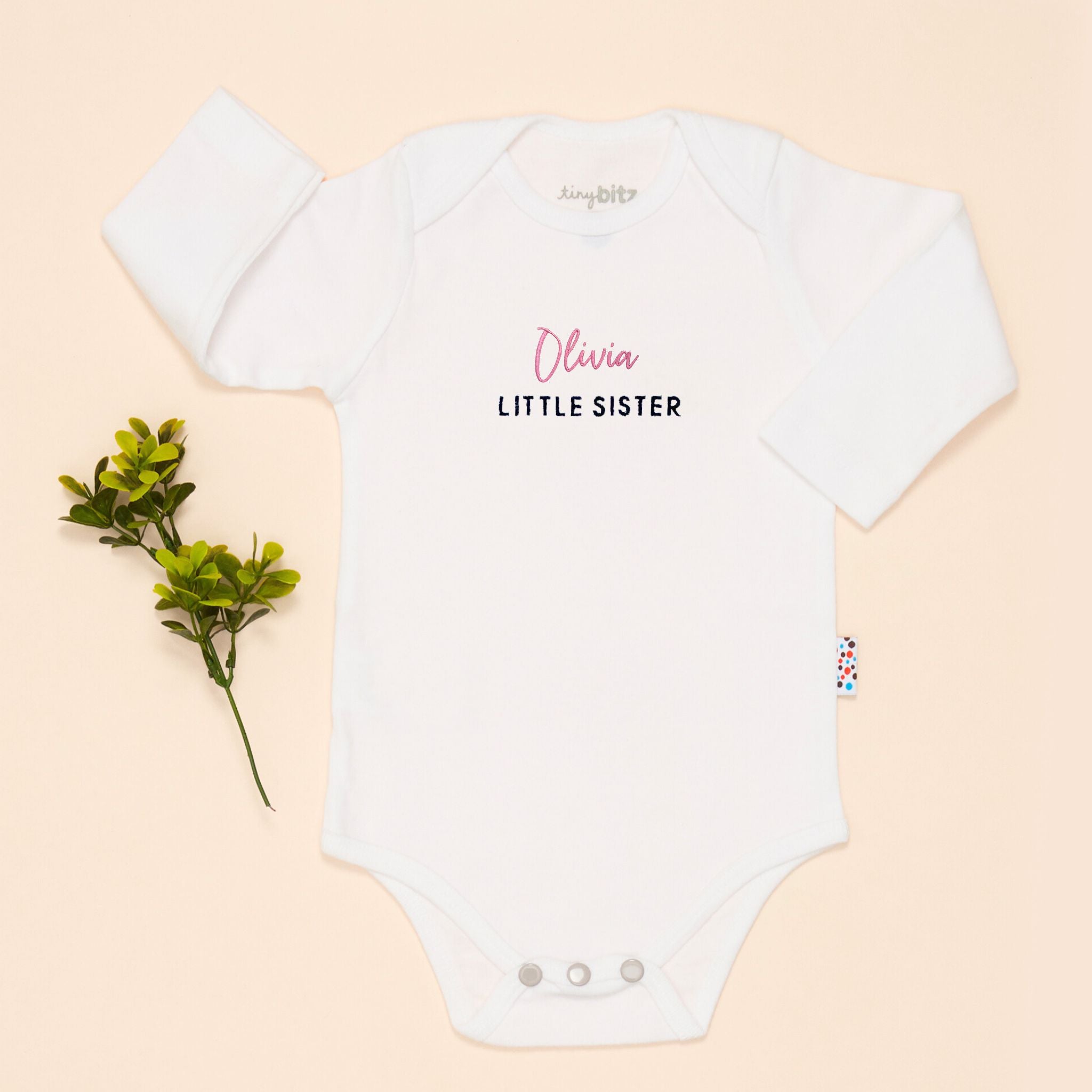 Organic Onesie: Little Sister with Name