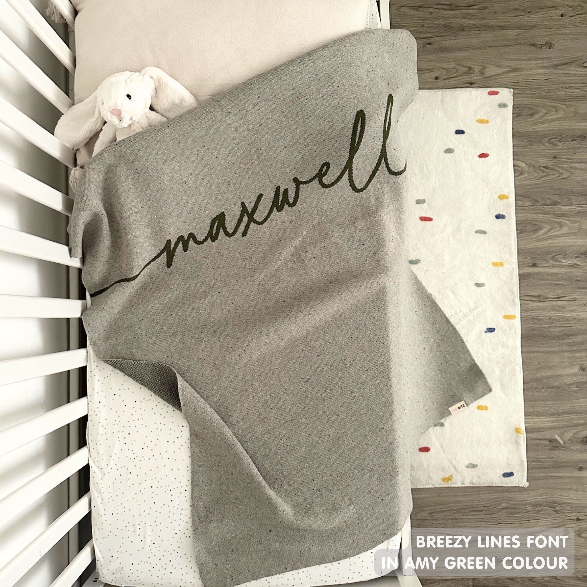 Personalized Blanket for Babies and Kids (Grey Confetti)