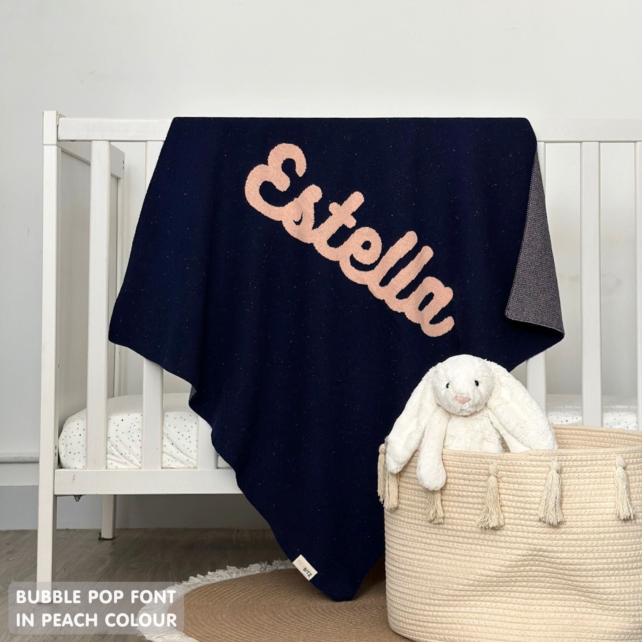 Personalized Blanket for Babies and Kids (Navy Confetti)