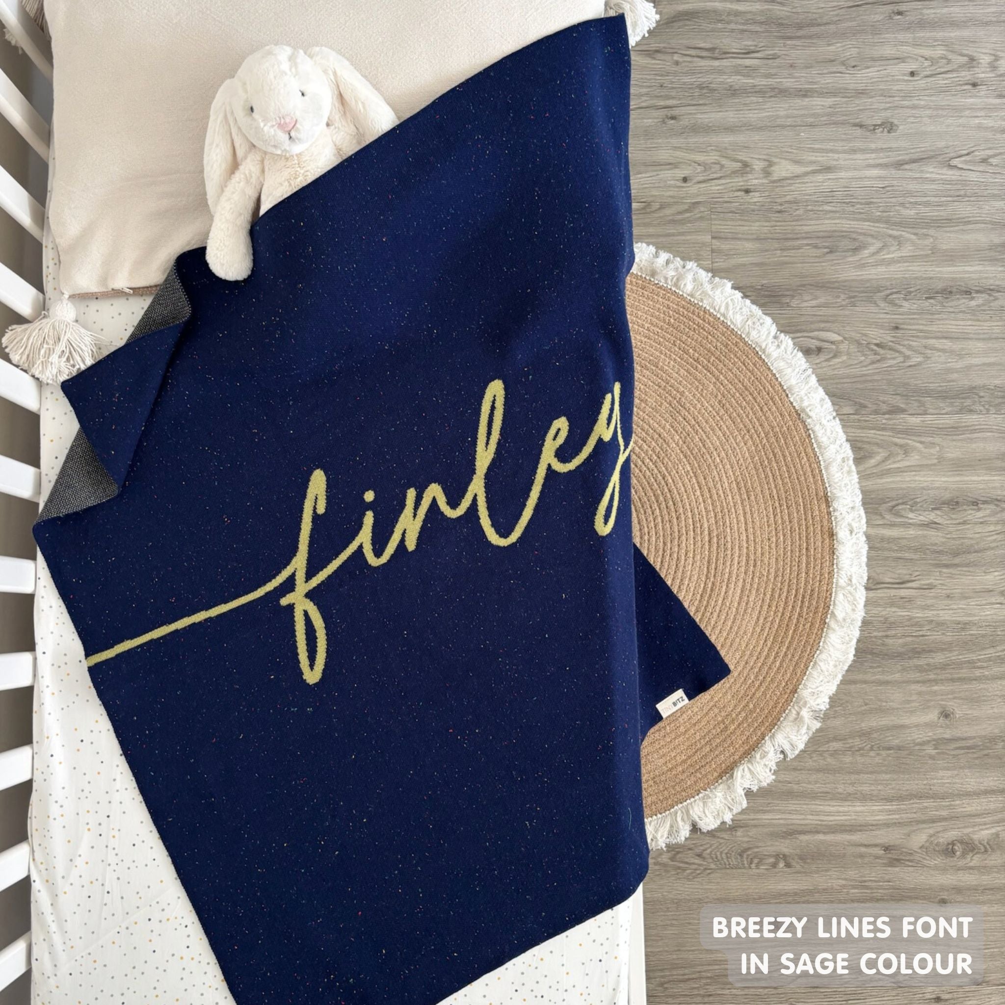 Personalized Blanket for Babies and Kids (Navy Confetti)