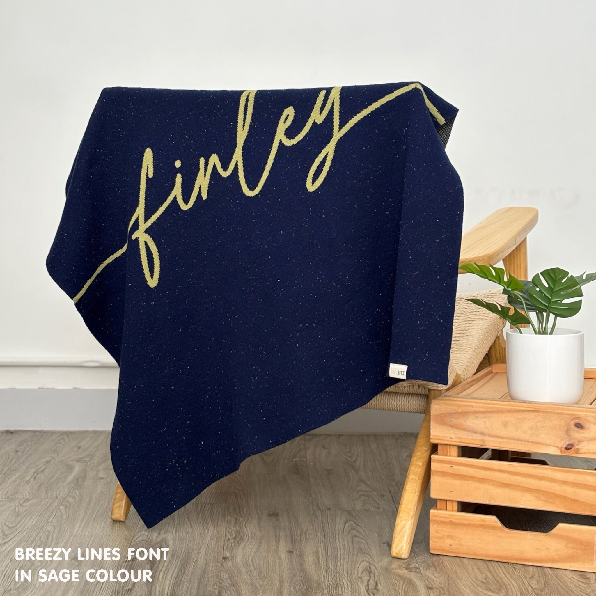 Personalized Blanket for Babies and Kids (Navy Confetti)