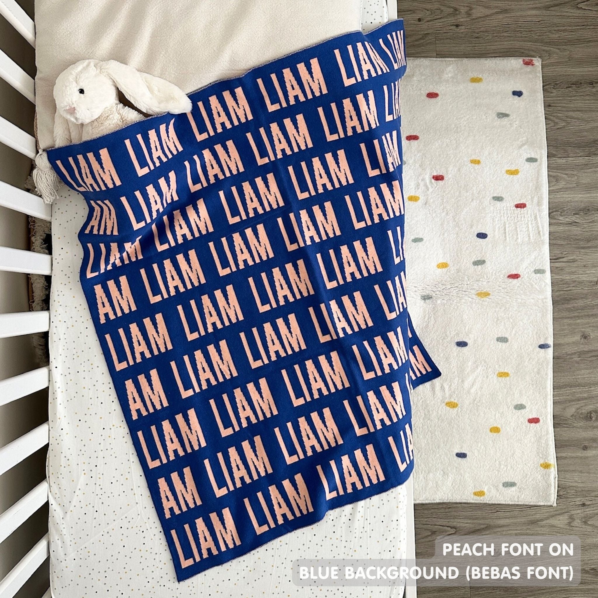 Personalized Blanket for Babies and Kids (Blue Background)