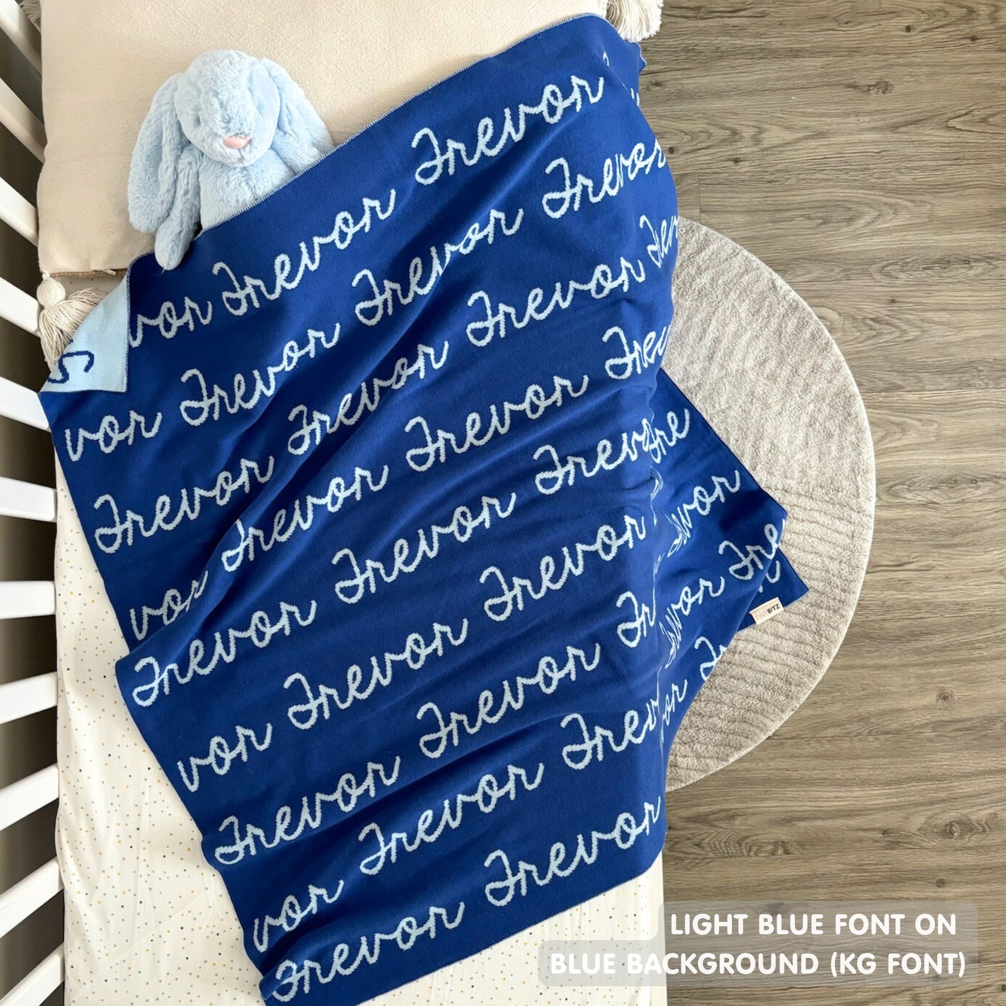 Personalized Blanket for Babies and Kids (Blue Background)