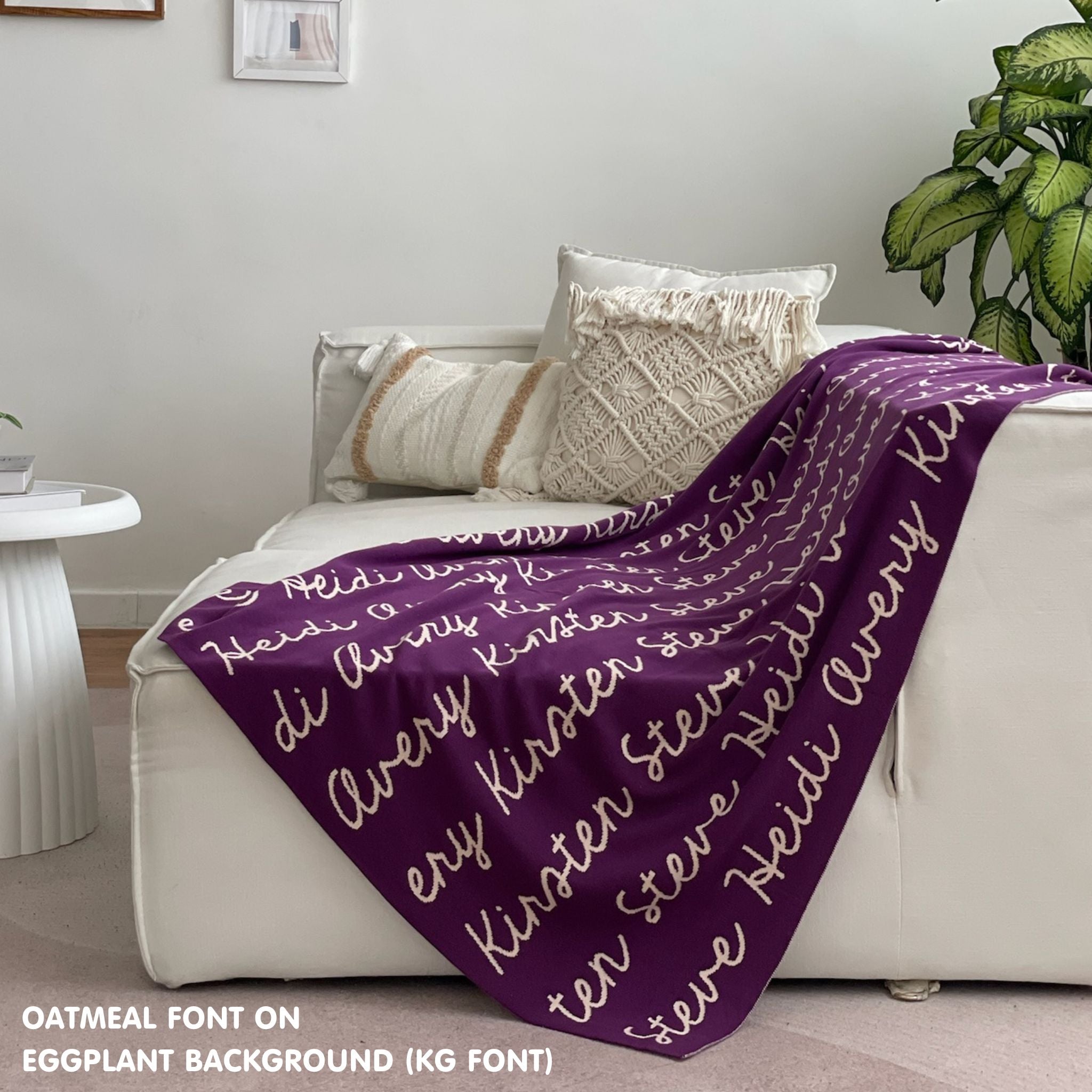 Personalized Blanket for Adults (Eggplant Background)