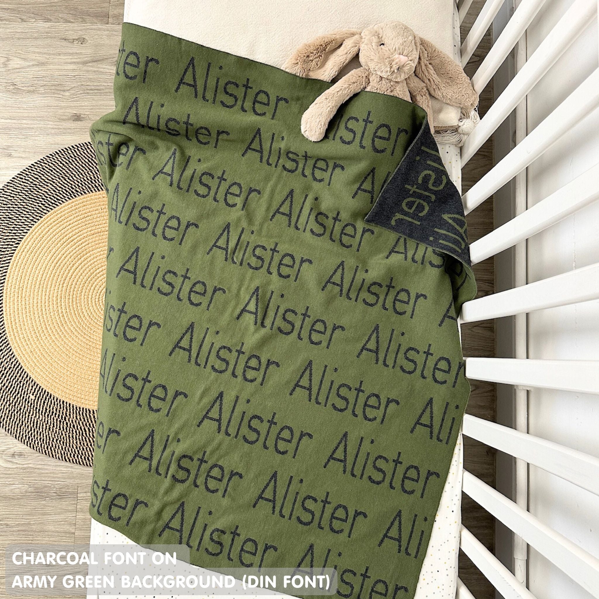 Personalized Blanket for Babies (Army Green Background)