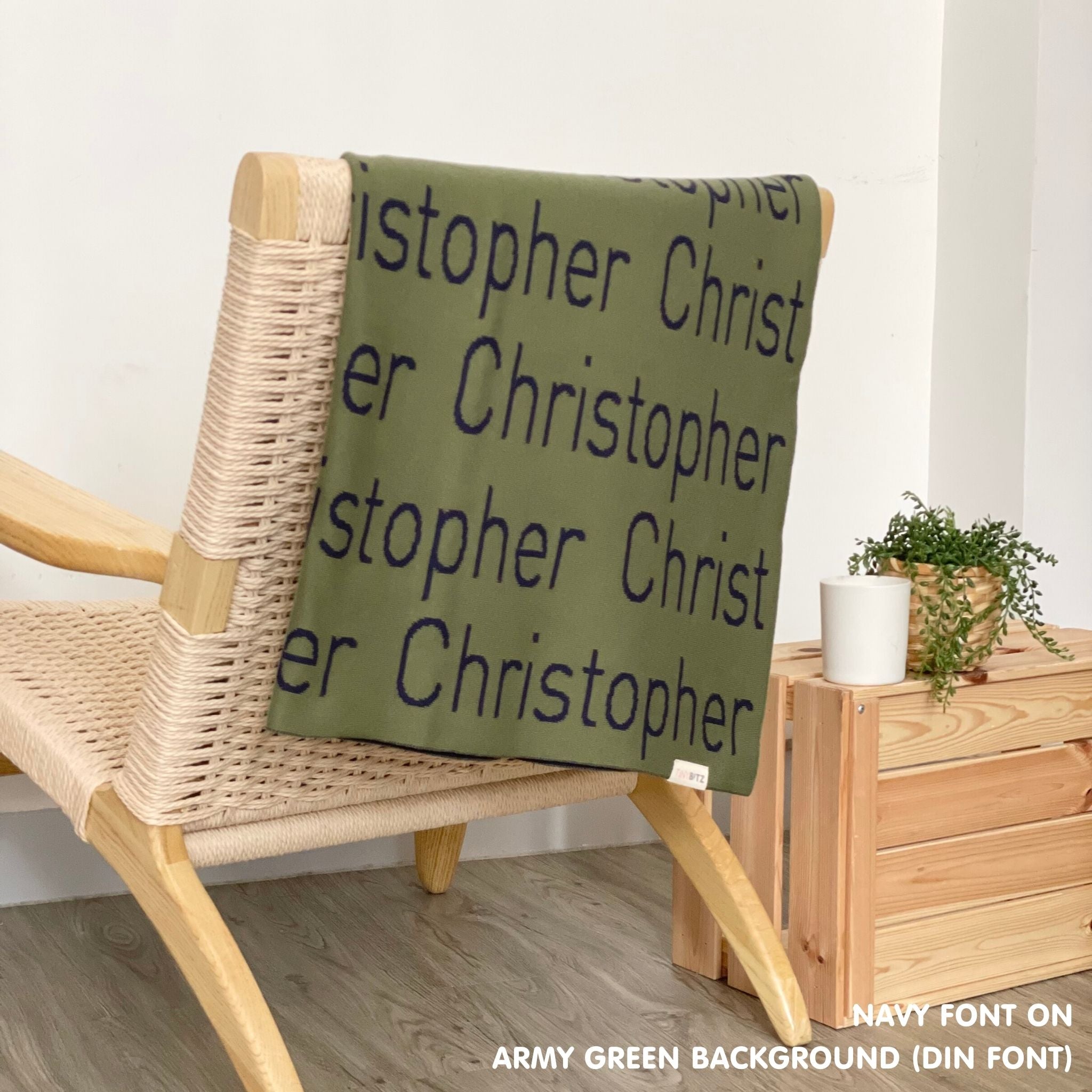 Personalized Blanket for Adults (Army Green Background)