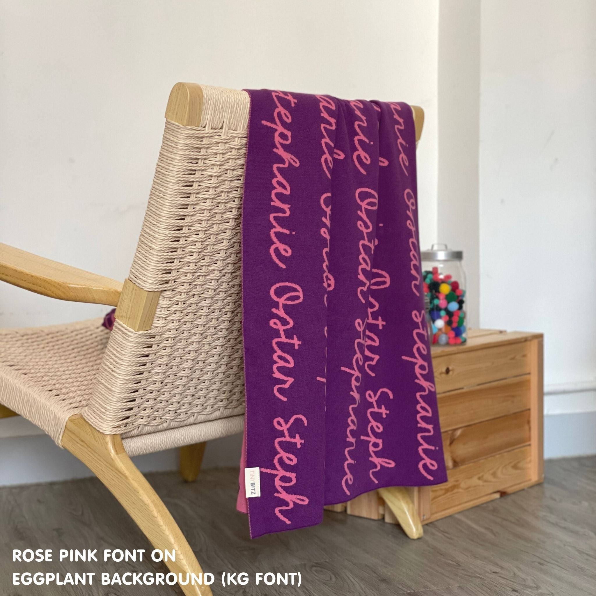 Personalized Blanket for Babies and Kids (Eggplant Background)