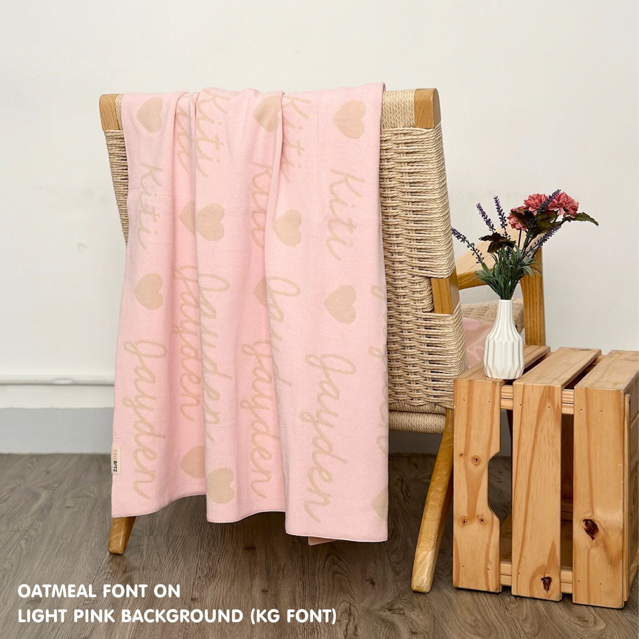 Personalized Blanket for Adults (Light Pink Background)