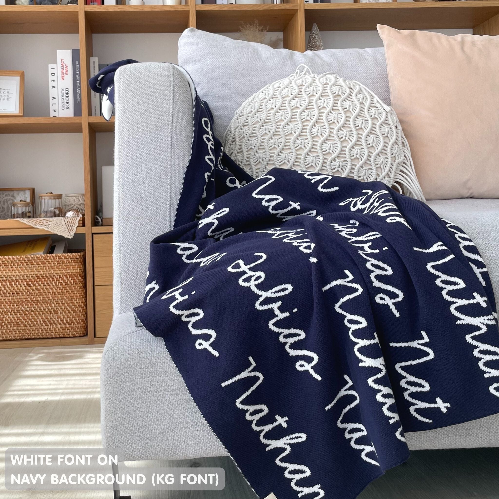 Personalized Blanket for Adults (Navy Background)