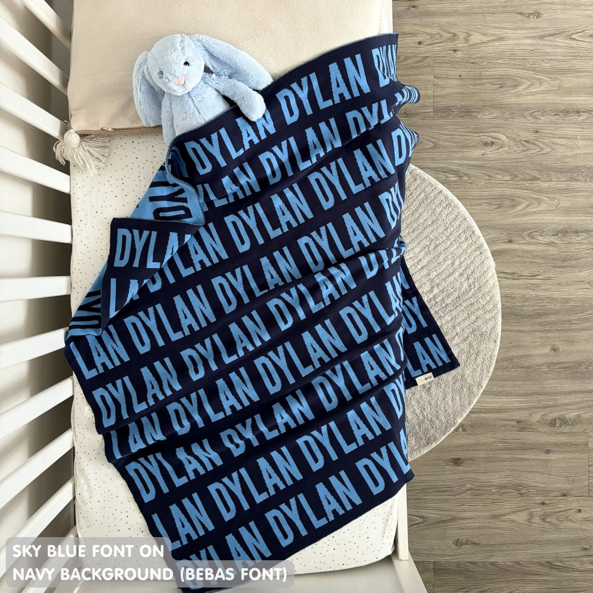 Personalized Blanket for Babies and Kids (Navy Background)