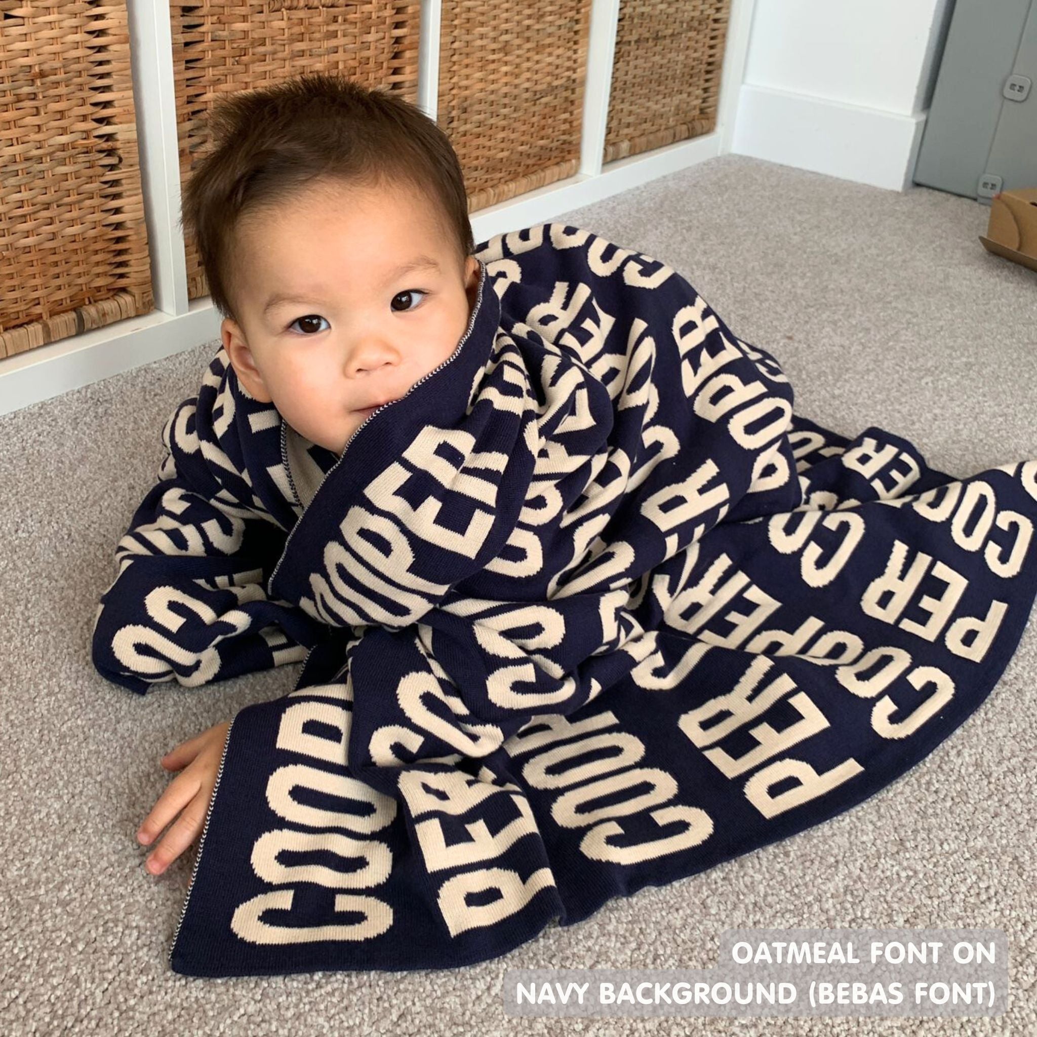 Personalized Blanket for Babies (Navy Background)