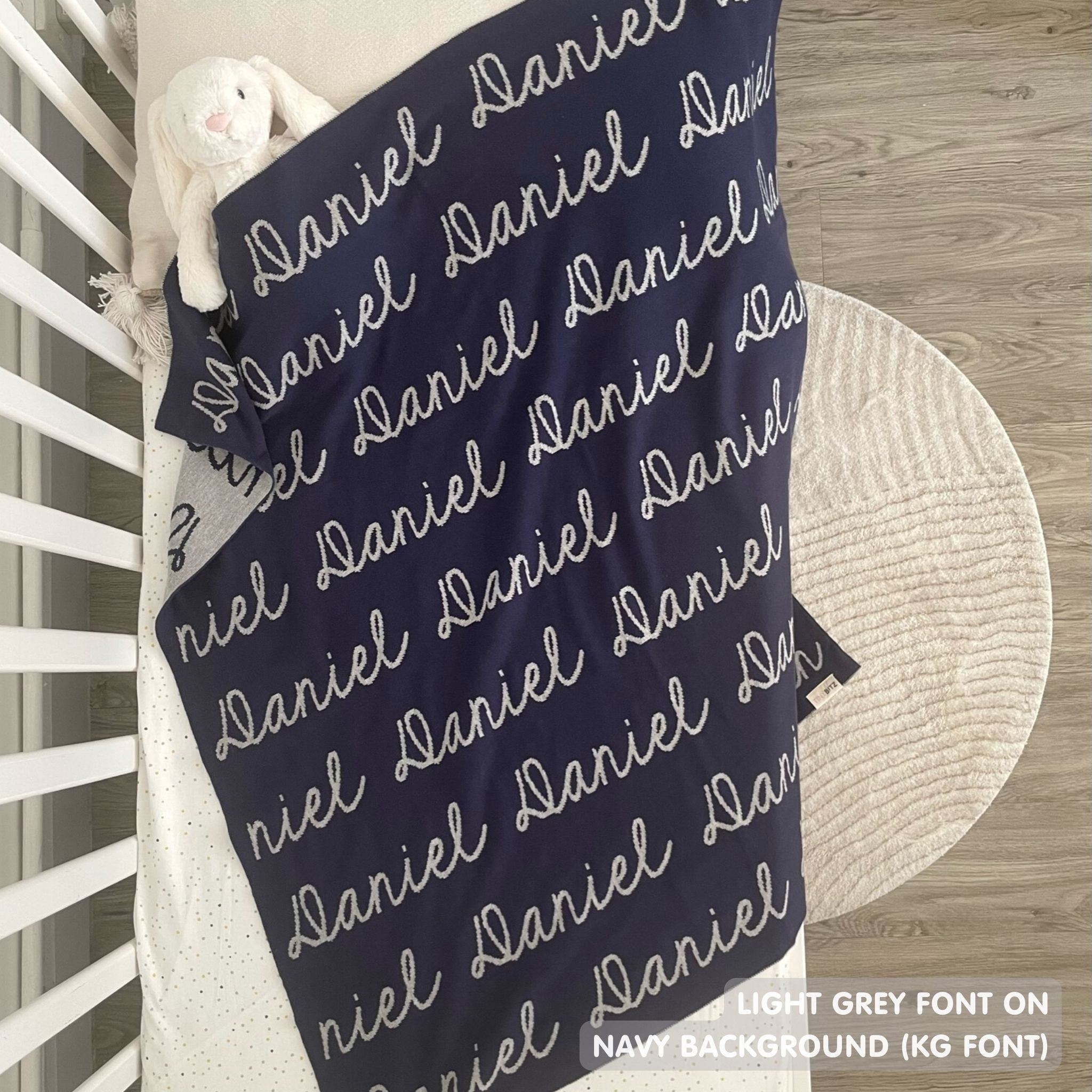 Personalized Blanket for Babies and Kids (Navy Background)