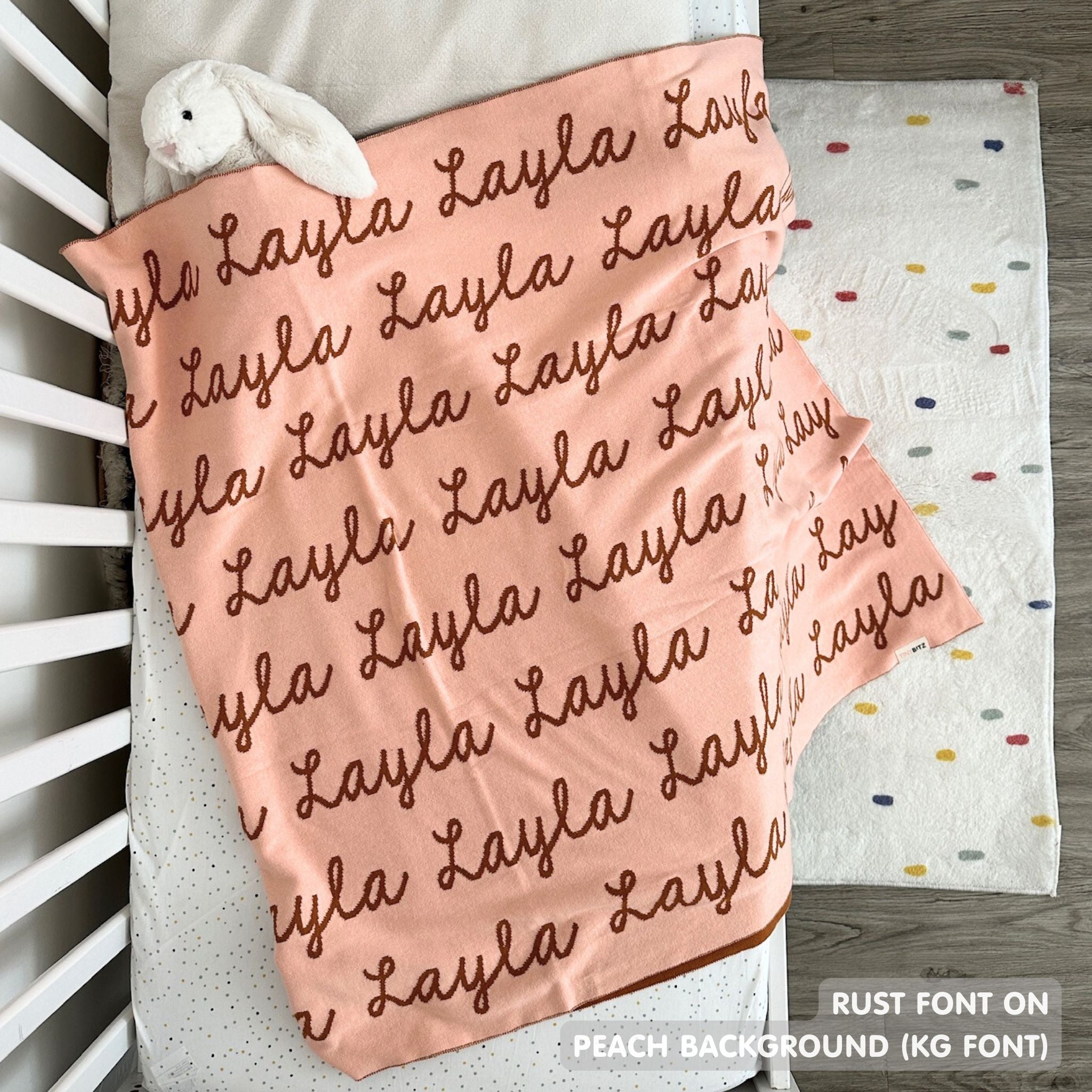 Personalized Blanket for Babies and Kids (Peach Background)