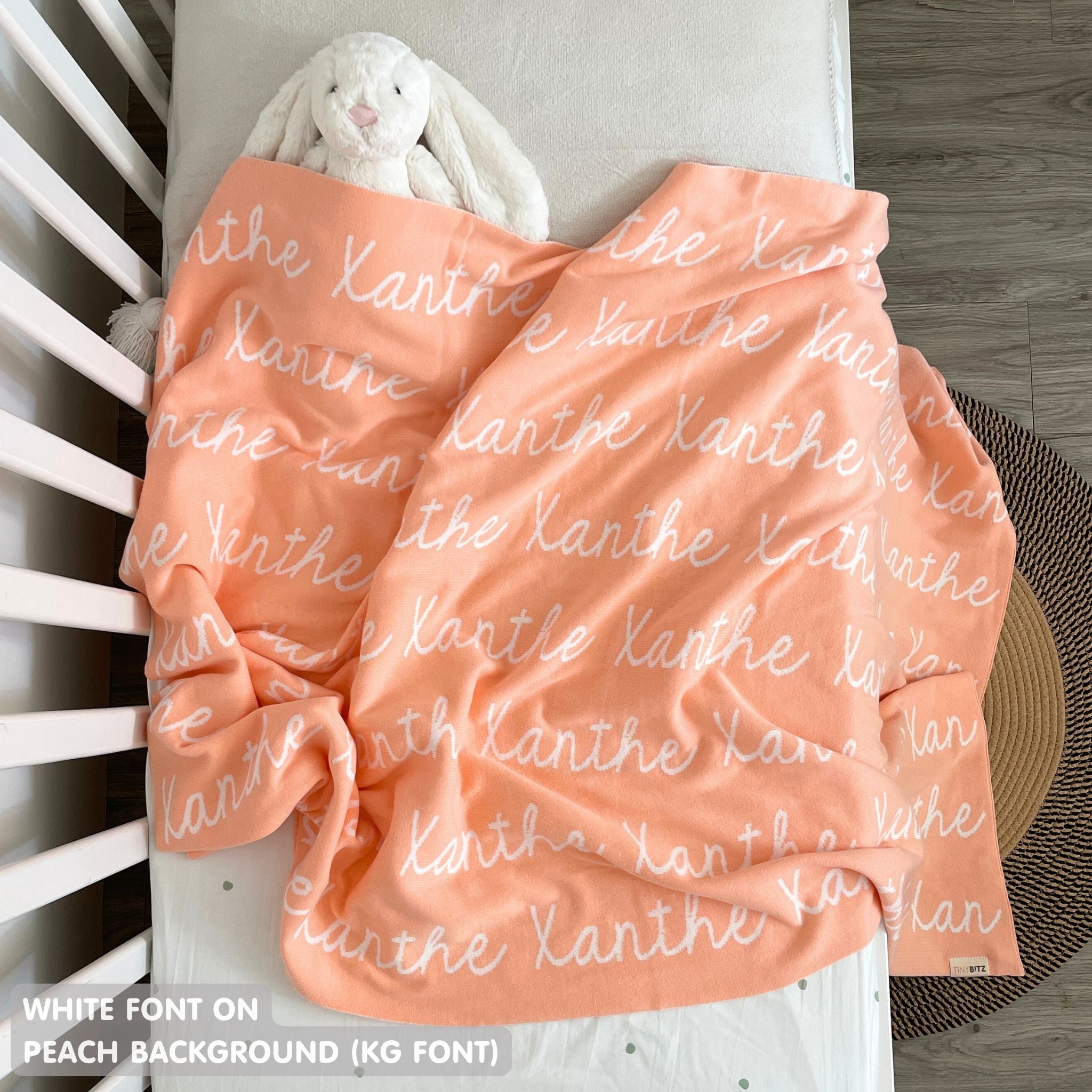 Personalized Blanket for Babies and Kids (Peach Background)