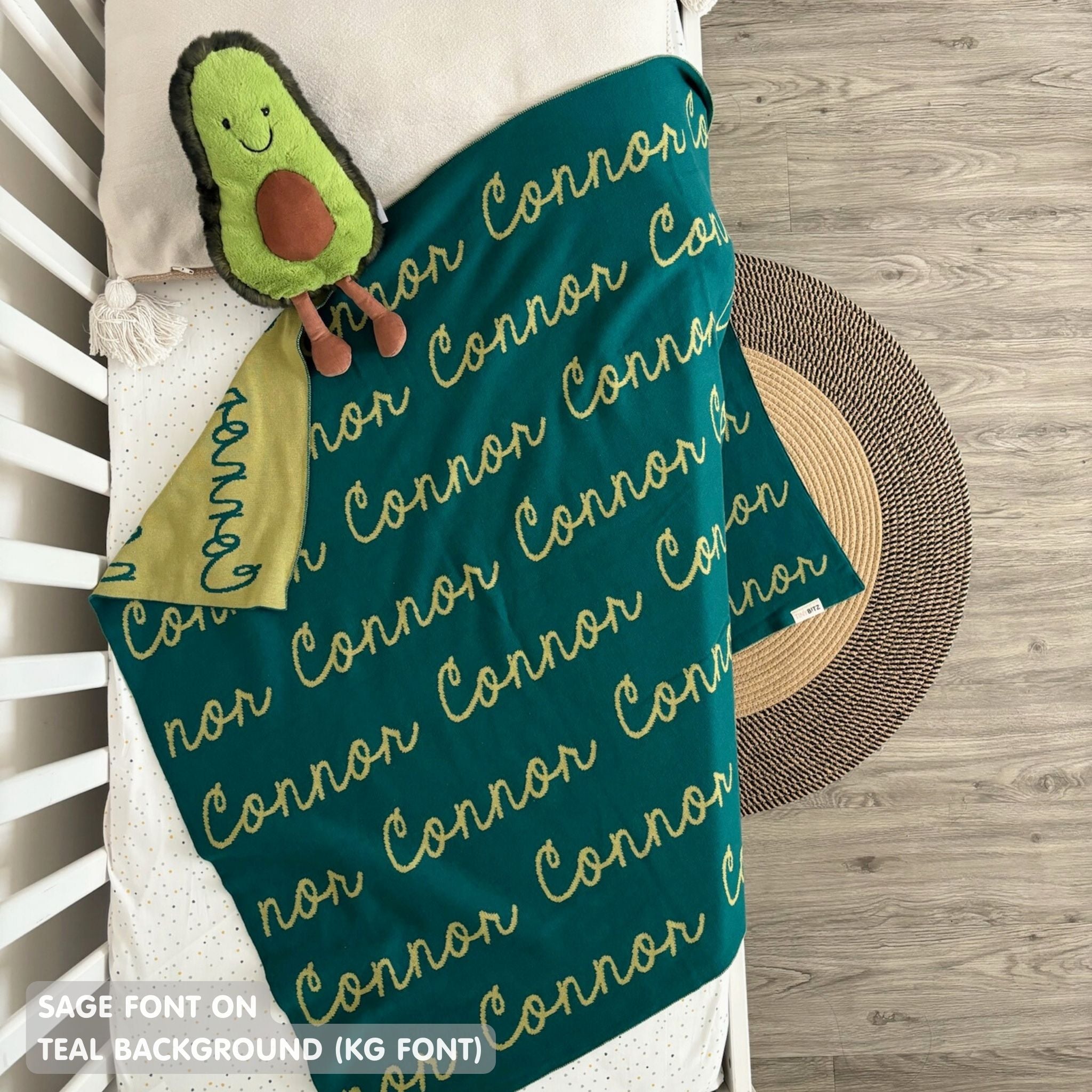 Personalized Blanket for Babies and Kids (Teal Background)