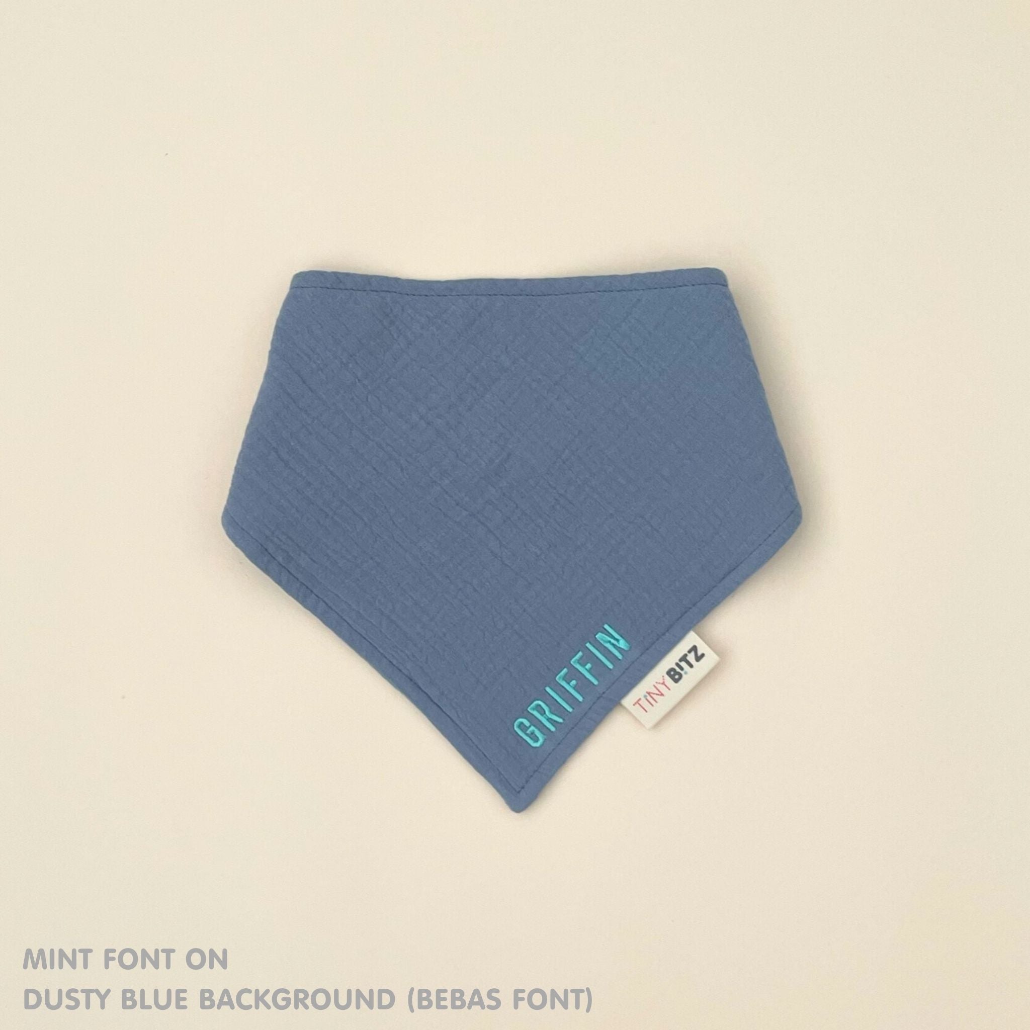 Personalized Organic Muslin Bib (Dusty Blue)