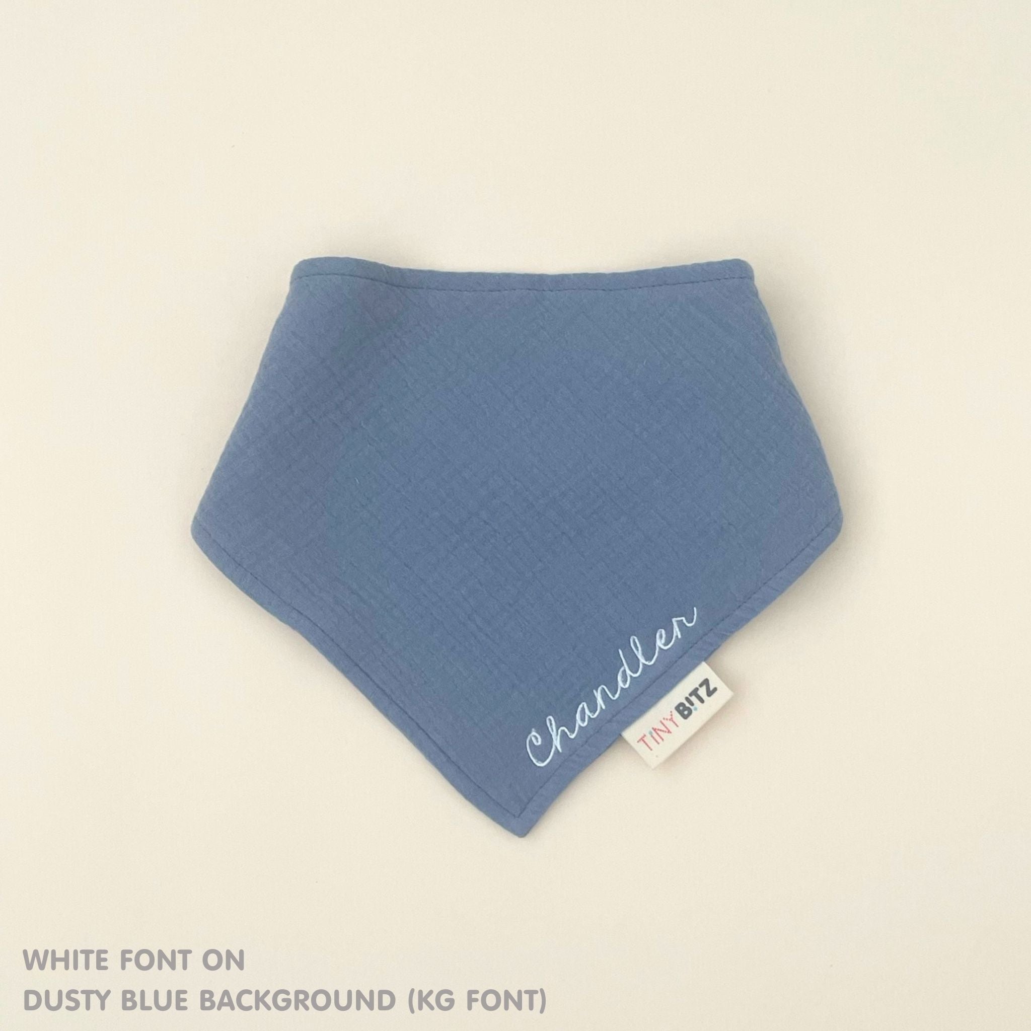 Personalized Organic Muslin Bib (Dusty Blue)