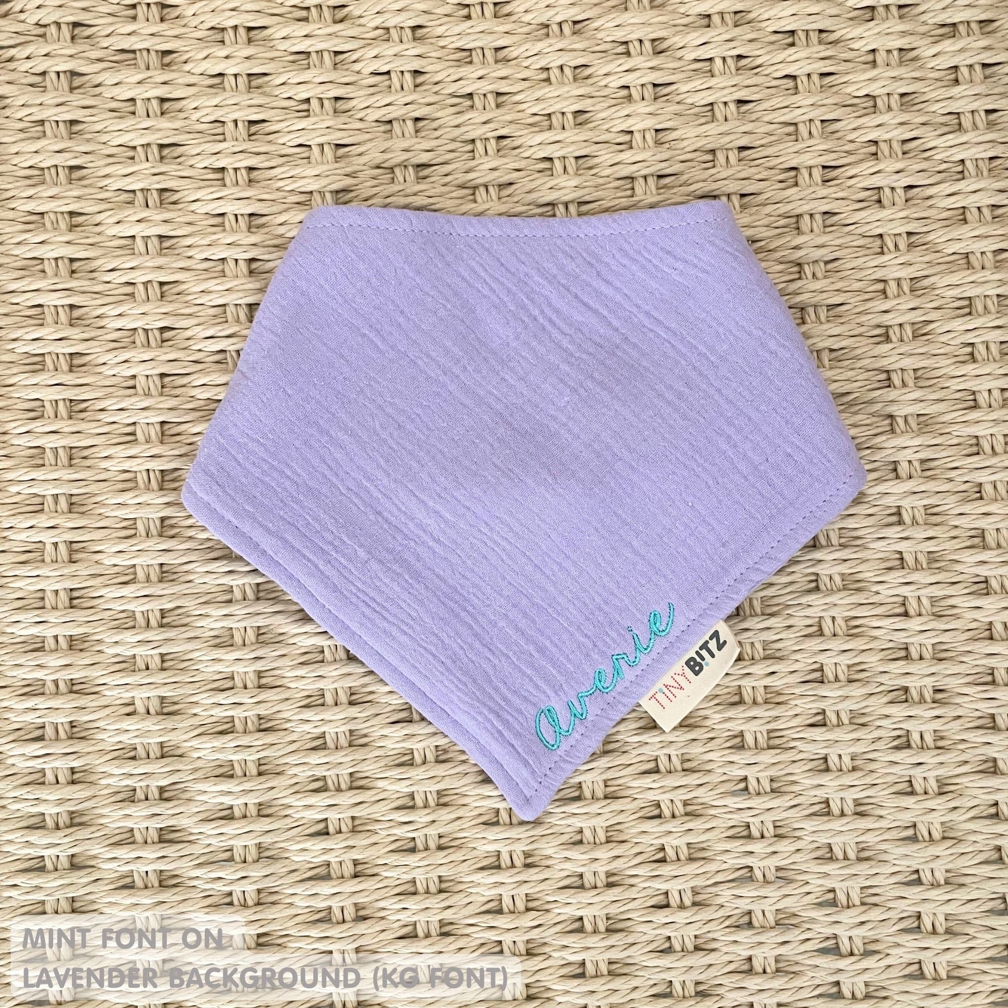 Personalized Organic Muslin Bib (Lavender)