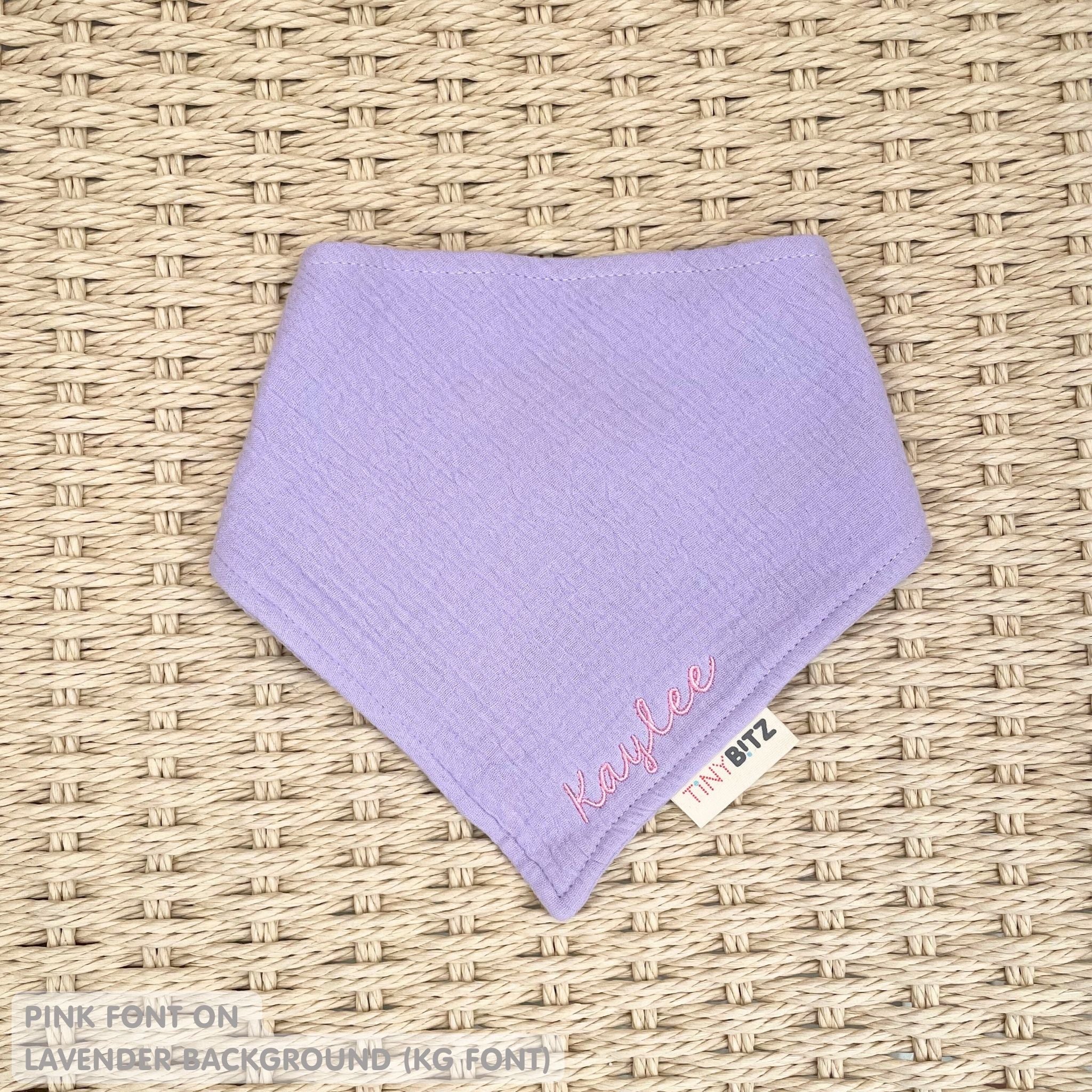 Personalized Organic Muslin Bib (Lavender)