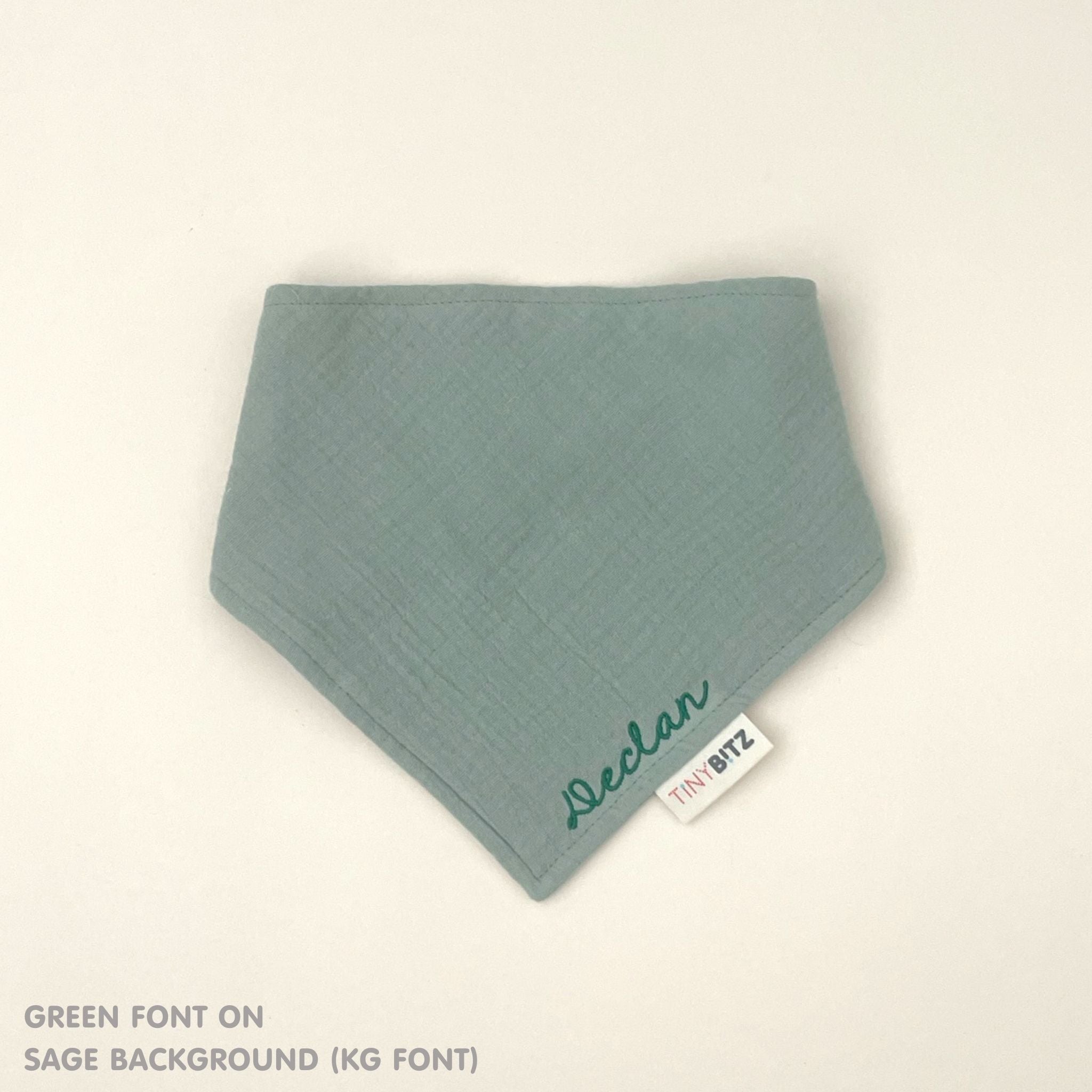 Personalized Organic Muslin Bib (Sage)