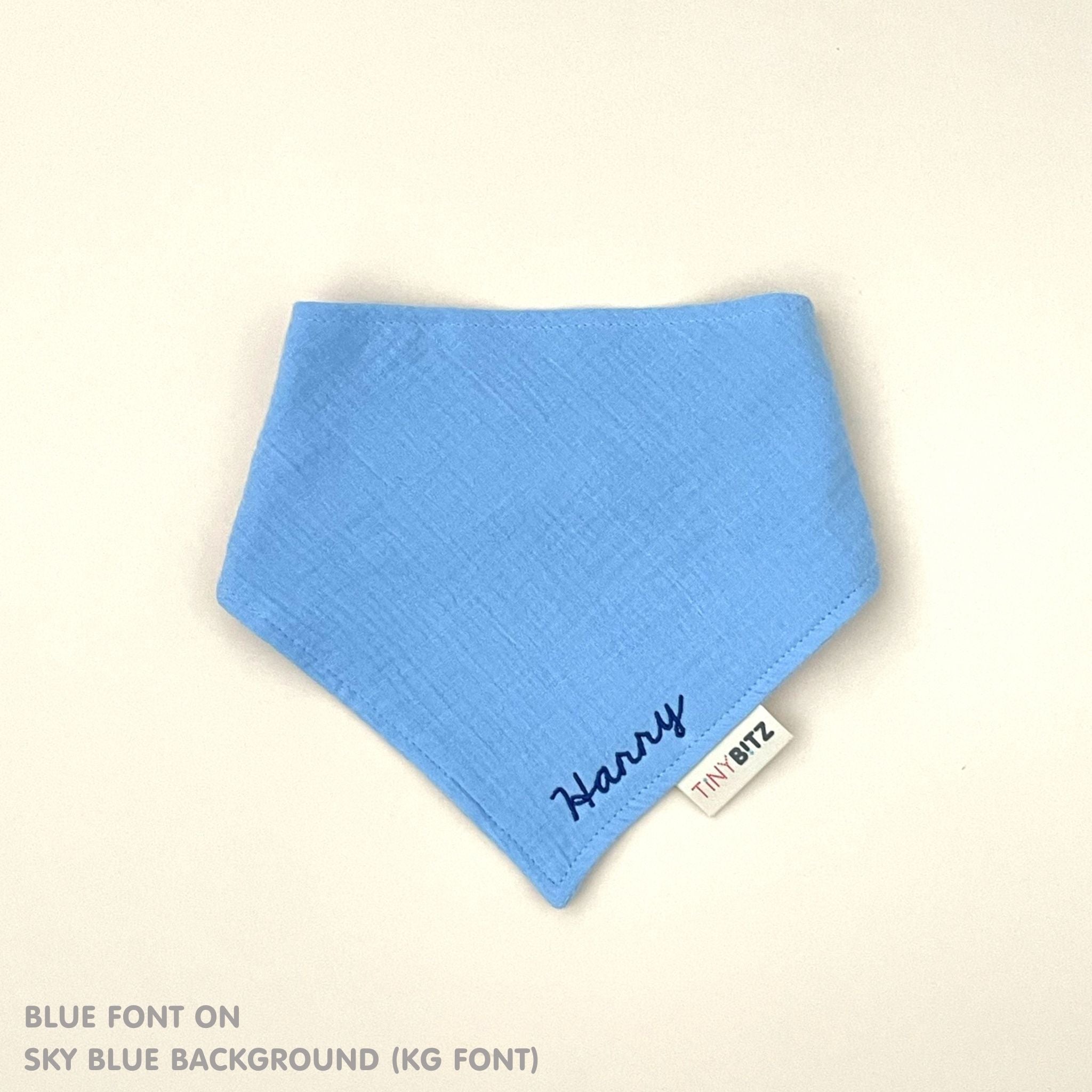 Personalized Organic Muslin Bib (Sky Blue)