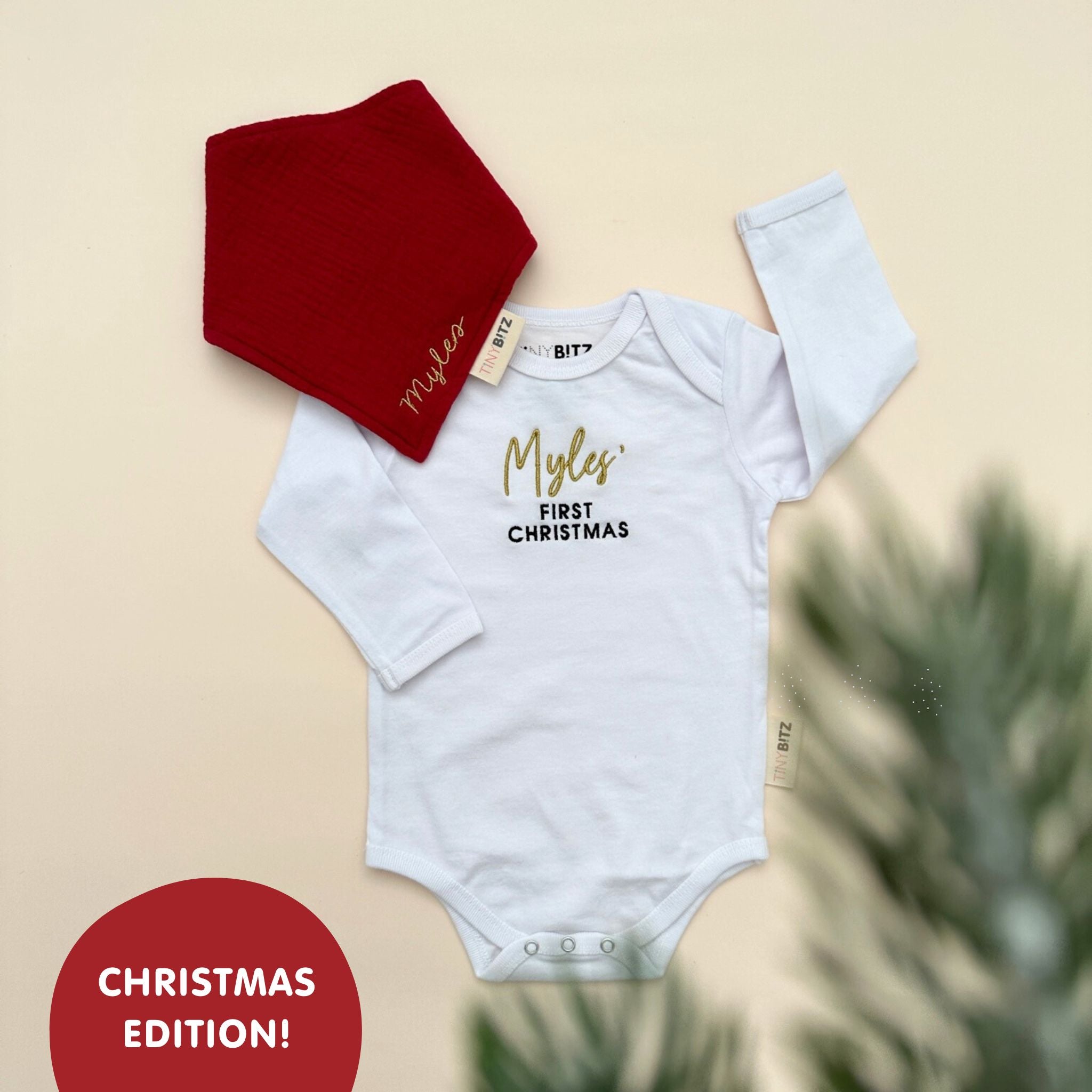 Personalized Onesie and Bib Set for Christmas