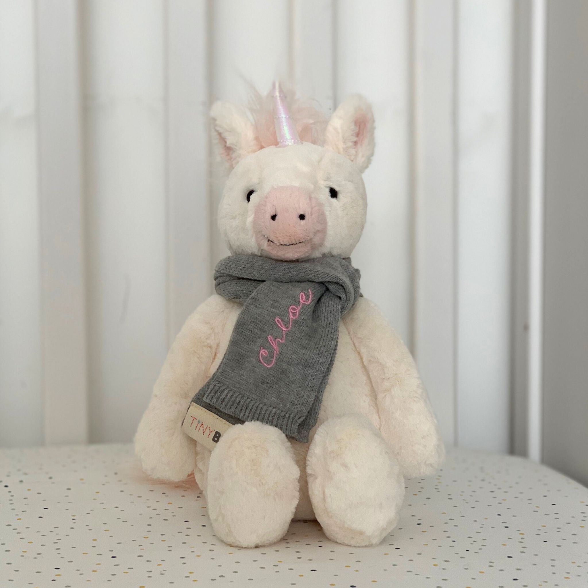 Jellycat Unicorn with Personalized Scarf