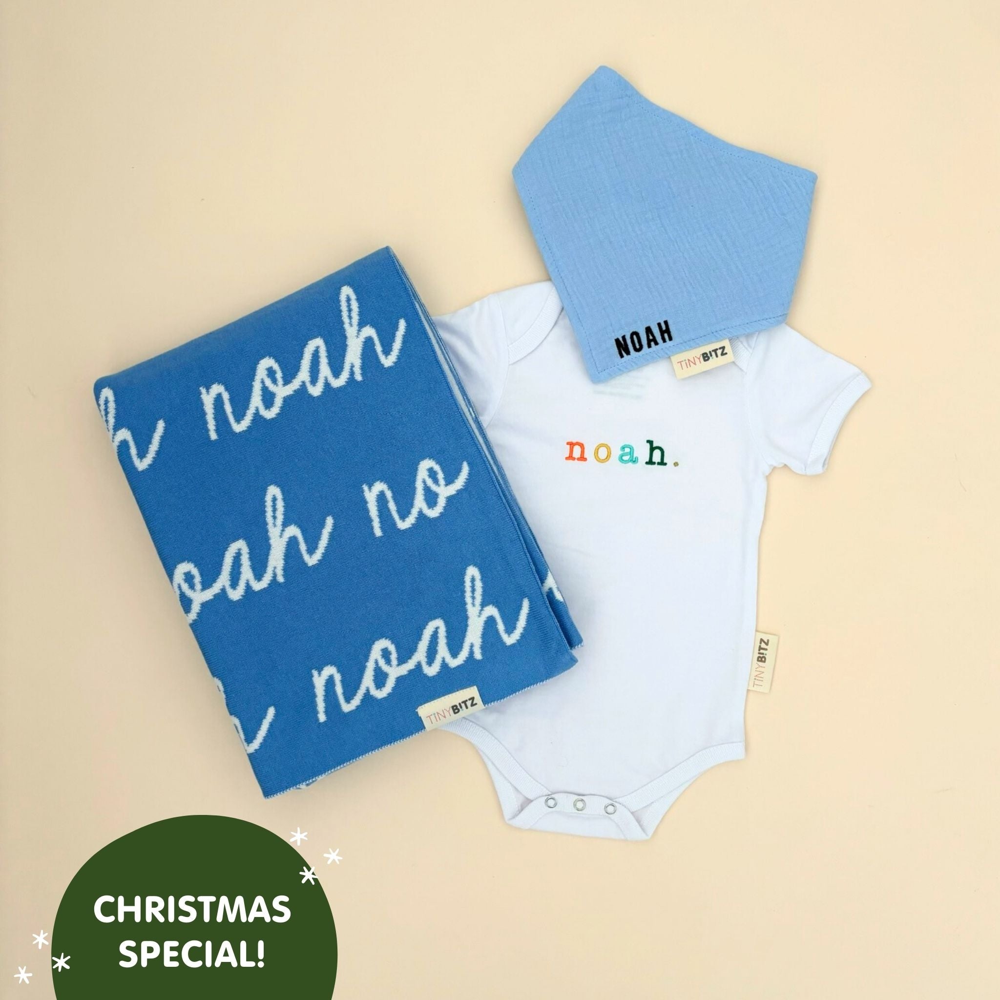 Personalized Blanket Set for Baby Boys (3pc Set)